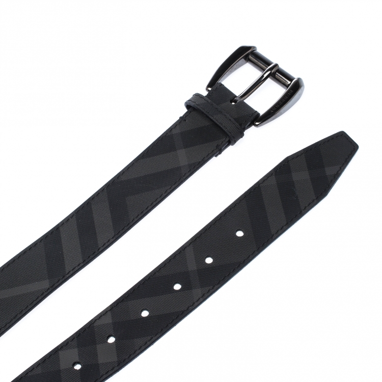 Pre Owned Burberry Black Beat Check PVC Belt 100cm