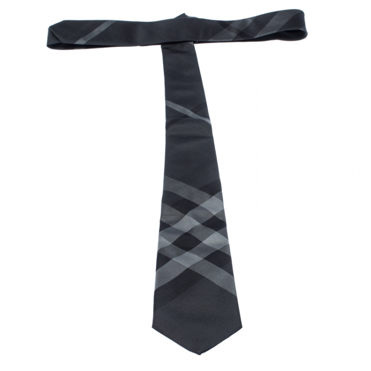 Pre Owned Burberry London Grey Check Silk Rohan Tie