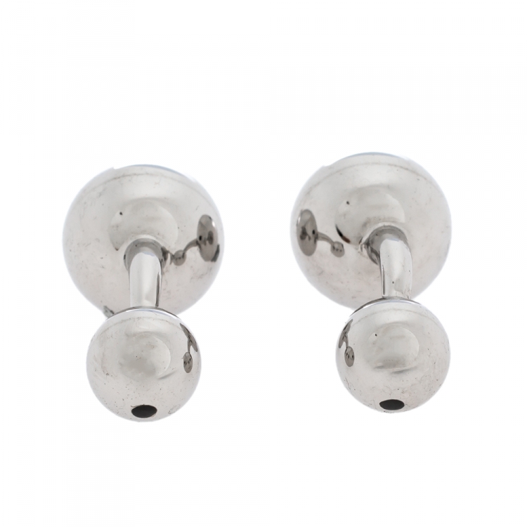 Pre Owned Burberry Silver Tone Sphere Cufflinks