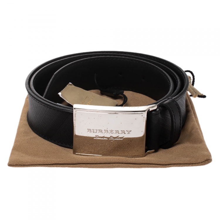 Pre Owned Burberry Black Beat Check PVC George Belt 100CM