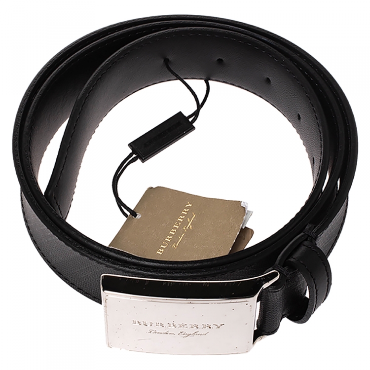 Pre Owned Burberry Black Beat Check PVC George Belt 100CM