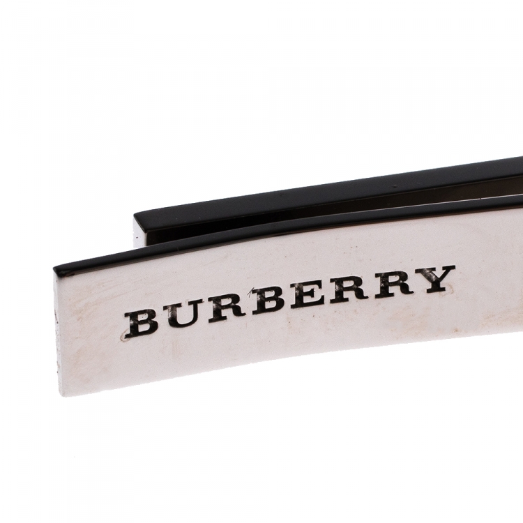 Pre Owned Burberry Mother of Pearl Inlay Silver Tone Tie Bar Clip