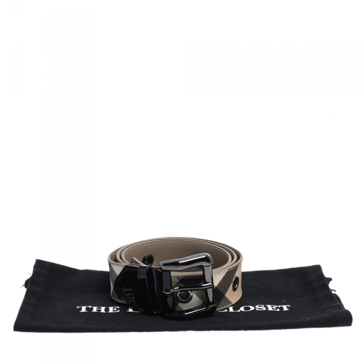 Pre Owned Burberry Nova Check Coated Canvas Eyelet Buckle Belt 100CM