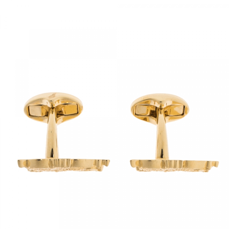 Pre Owned Burberry Equestrian Knight Gold Tone Cufflinks