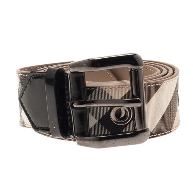 Pre Owned Burberry Novacheck Canvas Belt 110CM