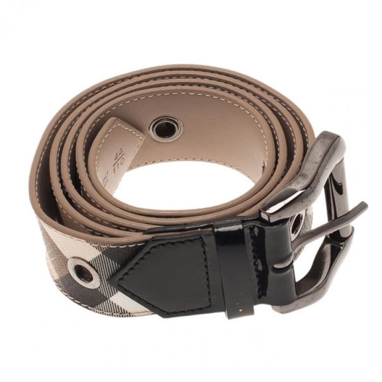 Pre Owned Burberry Novacheck Canvas Belt 110CM