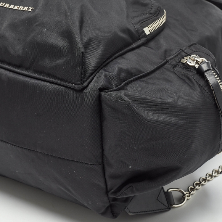 Pre Owned Burberry Black Nylon Drawstring Backpack 