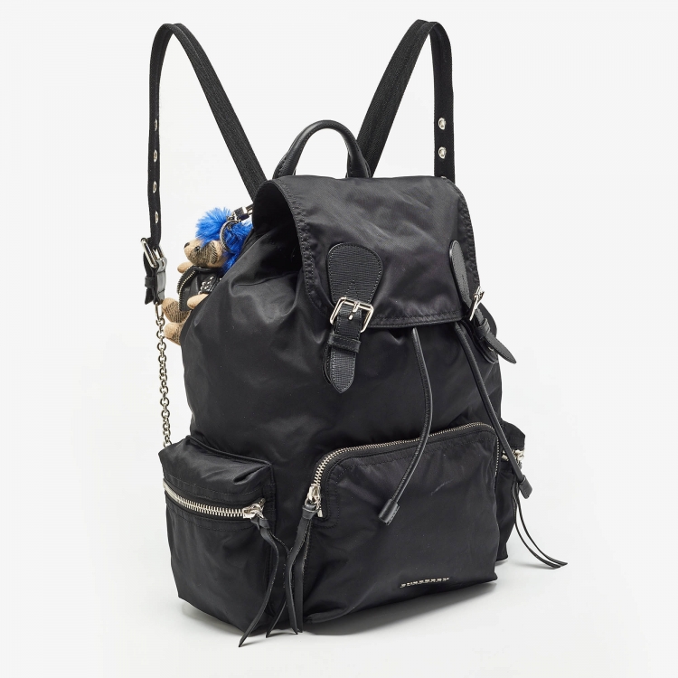 Pre Owned Burberry Black Nylon Drawstring Backpack 
