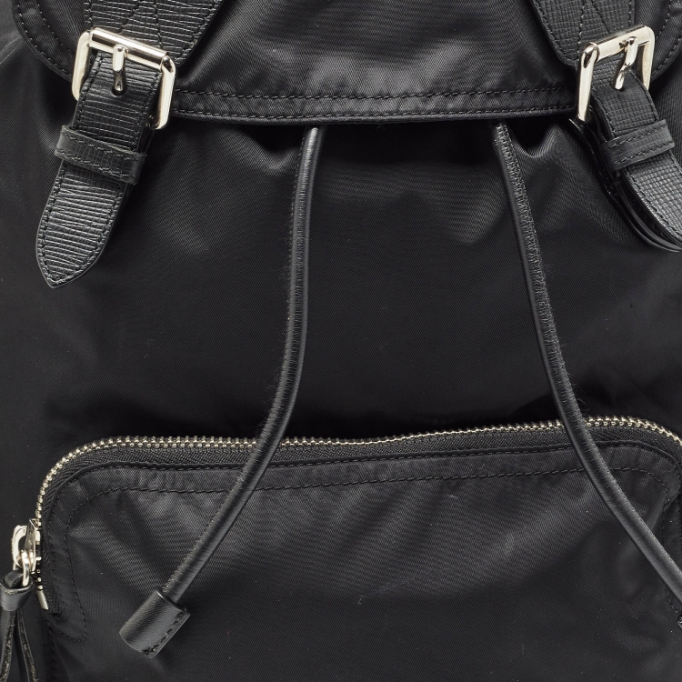 Pre Owned Burberry Black Nylon Drawstring Backpack 