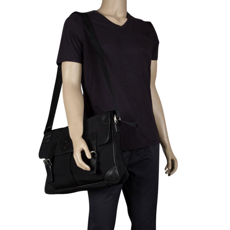 Pre Owned Burberry Black Nylon and Leather Trim Messenger Bag