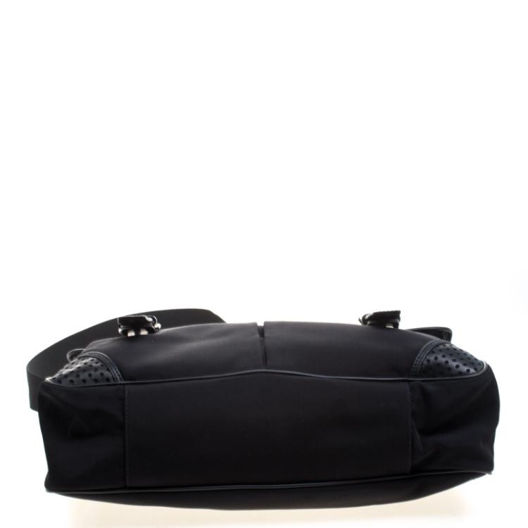 Pre Owned Burberry Black Nylon and Leather Trim Messenger Bag