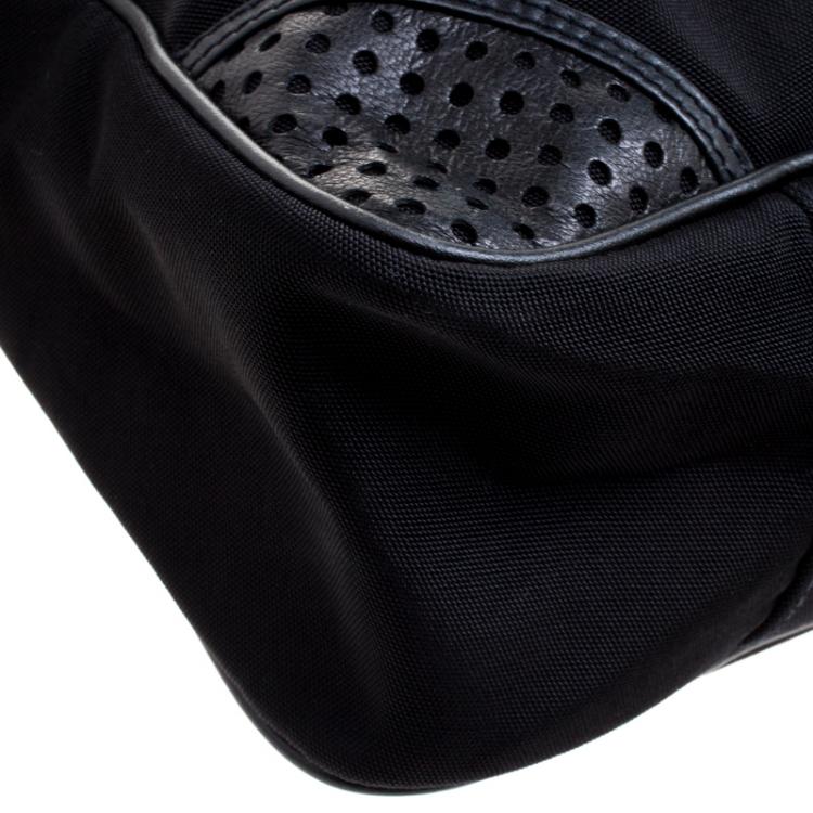 Pre Owned Burberry Black Nylon and Leather Trim Messenger Bag