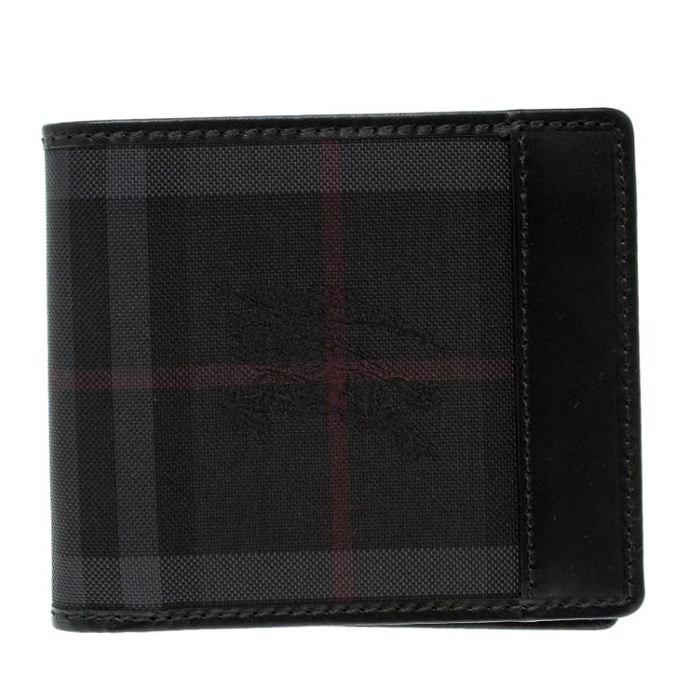 Burberry Checkered Bi-fold Wallet in Black for Men