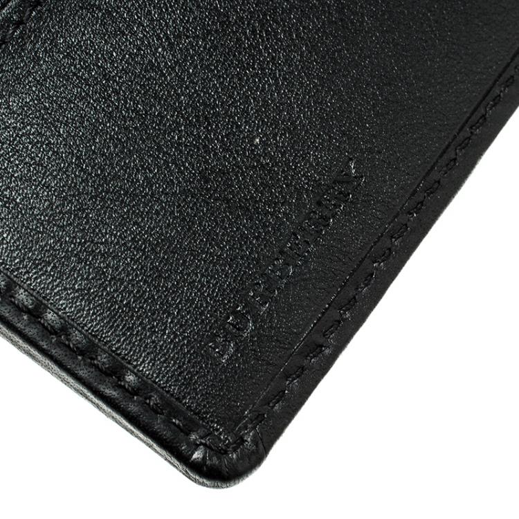 Pre Owned Burberry Black Horseferry Check Canvas and Leather Bi-Fold Wallet