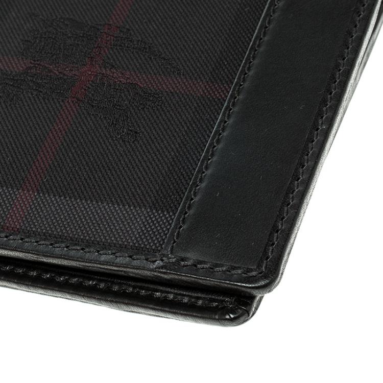 Pre Owned Burberry Black Horseferry Check Canvas and Leather Bi-Fold Wallet