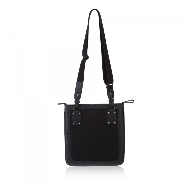 Pre Owned Burberry Black Canvas/Leather Messenger Bag