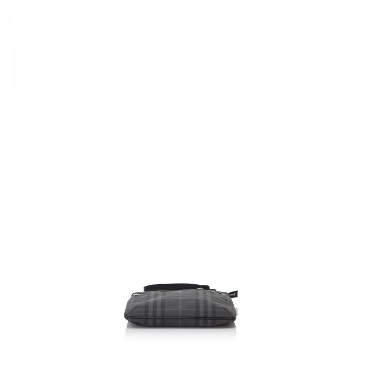 Pre Owned Burberry Black/Grey Check PVC Messenger Bag