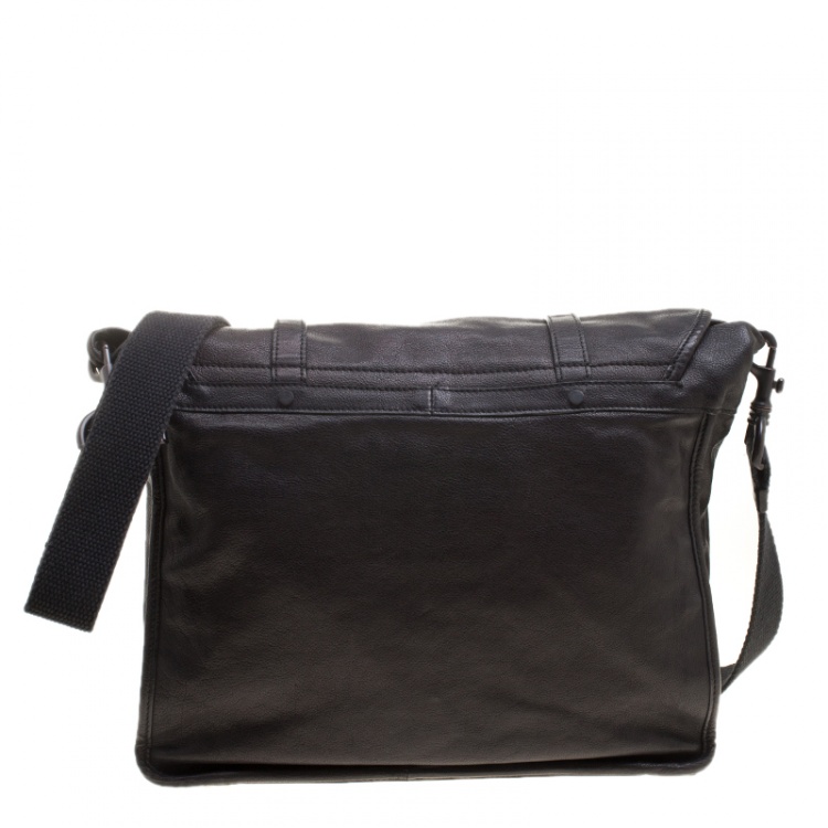Pre Owned Burberry Black Leather Messenger Bag