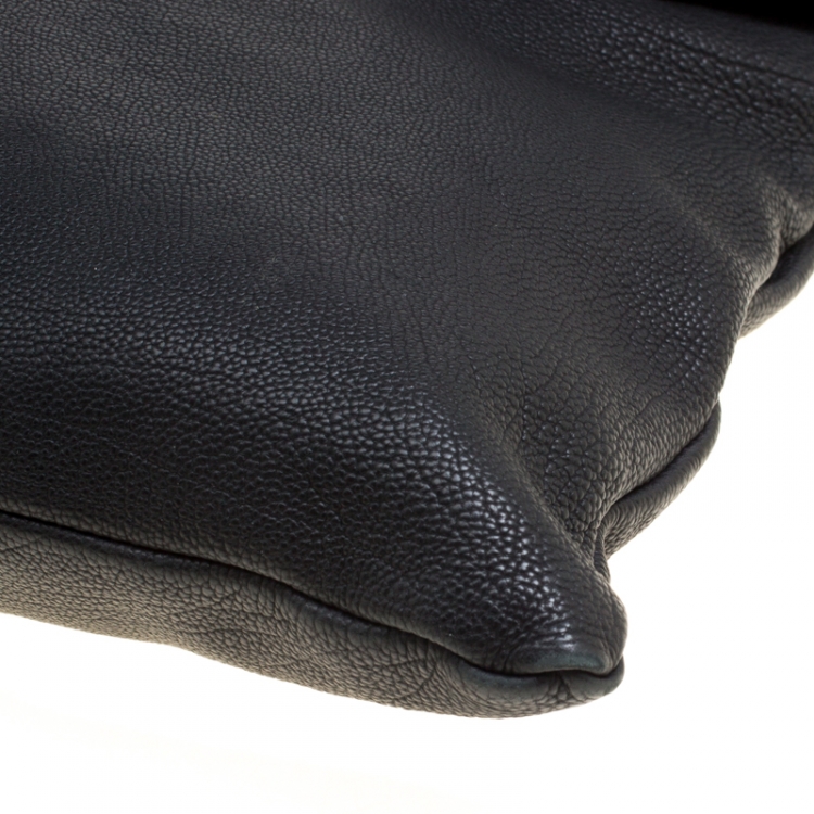 Pre Owned Burberry Black Leather Flat Envelope Clutch