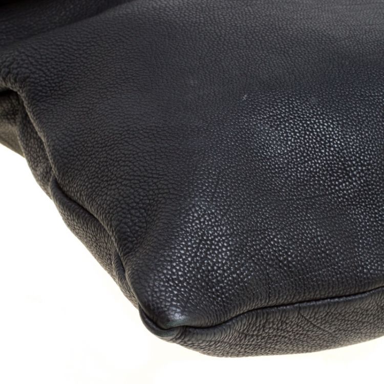 Pre Owned Burberry Black Leather Flat Envelope Clutch