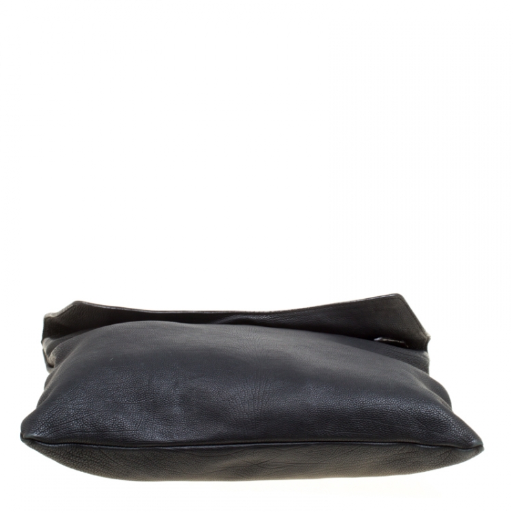 Pre Owned Burberry Black Leather Flat Envelope Clutch