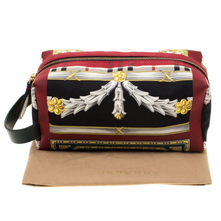 Pre Owned Burberry Multicolor Archive Print Canvas and Leather Pouch