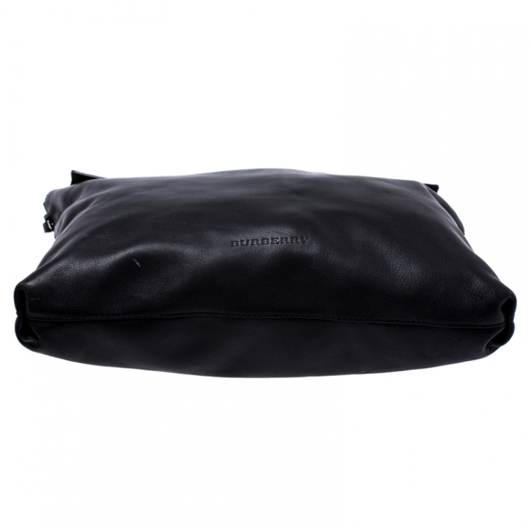 Pre Owned Burberry Black Leather Lock Messenger Bag