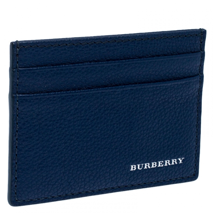 Pre Owned Burberry Blue Leather Sandon Card Holder