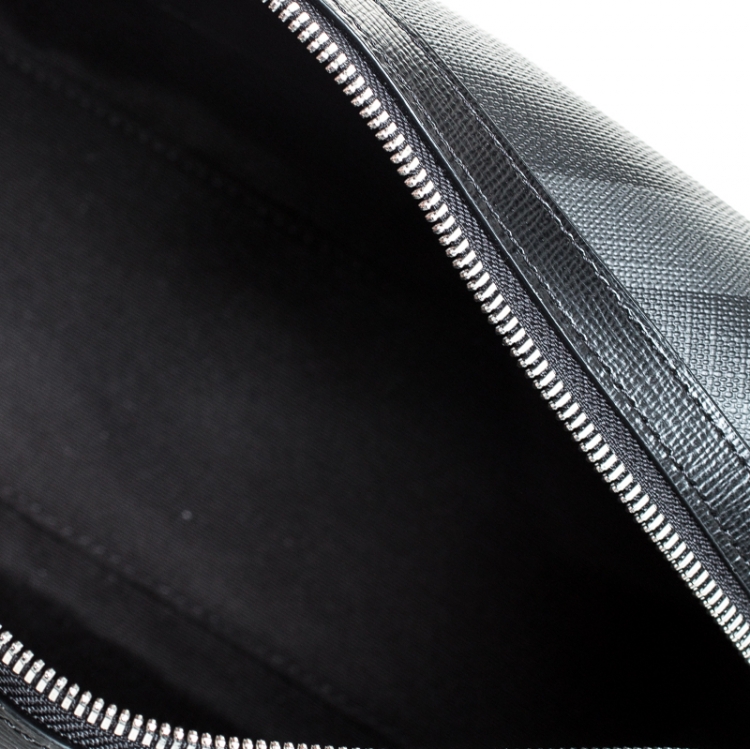 Pre Owned Burberry Charcoal Black London Check Coated Canvas Toiletry Pouch