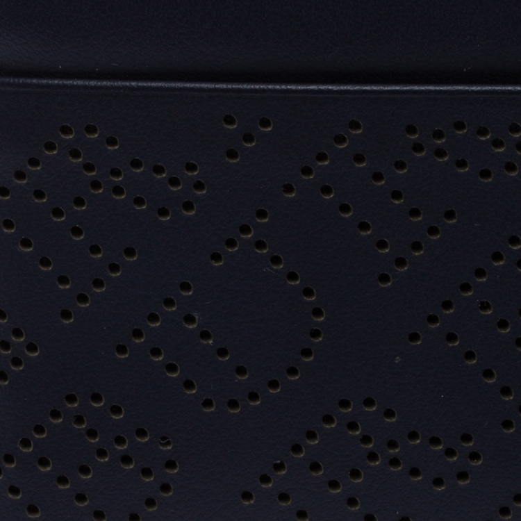 Pre Owned Burberry Navy Blue Perforated Leather Sandon Card Holder
