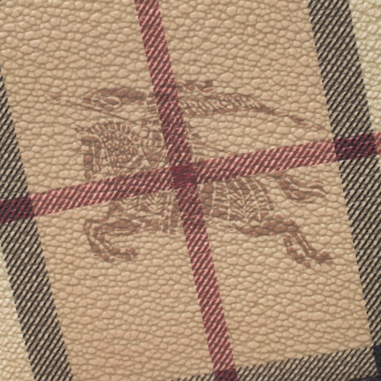 Pre Owned Burberry Beige/Brown Haymarket Check Coated Canvas Bifold Wallet