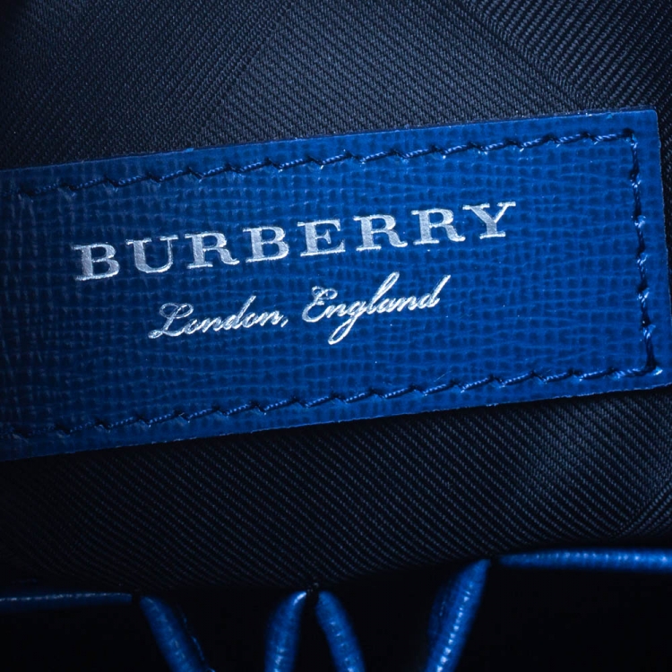 Pre Owned Burberry Deep Blue Leather Hambleton Briefcase