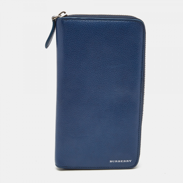 Burberry Blue Leather Zip Around Organizer Wallet Burberry | TLC