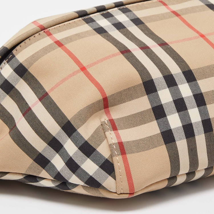 Pre Owned Burberry Beige/Black Vintage Check Fabric and Leather Sonny Bum Bag