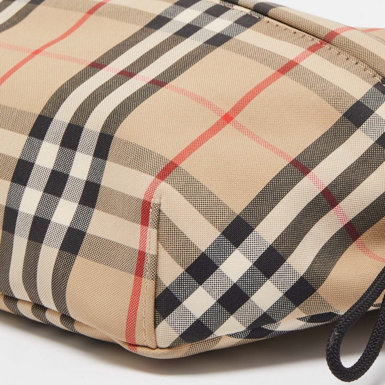 Pre Owned Burberry Beige/Black Vintage Check Fabric and Leather Sonny Bum Bag
