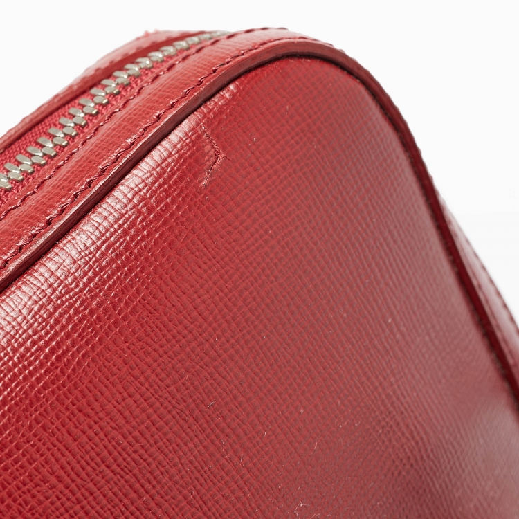 Pre Owned Burberry Red/Black Leather Hambleton Briefcase Bag