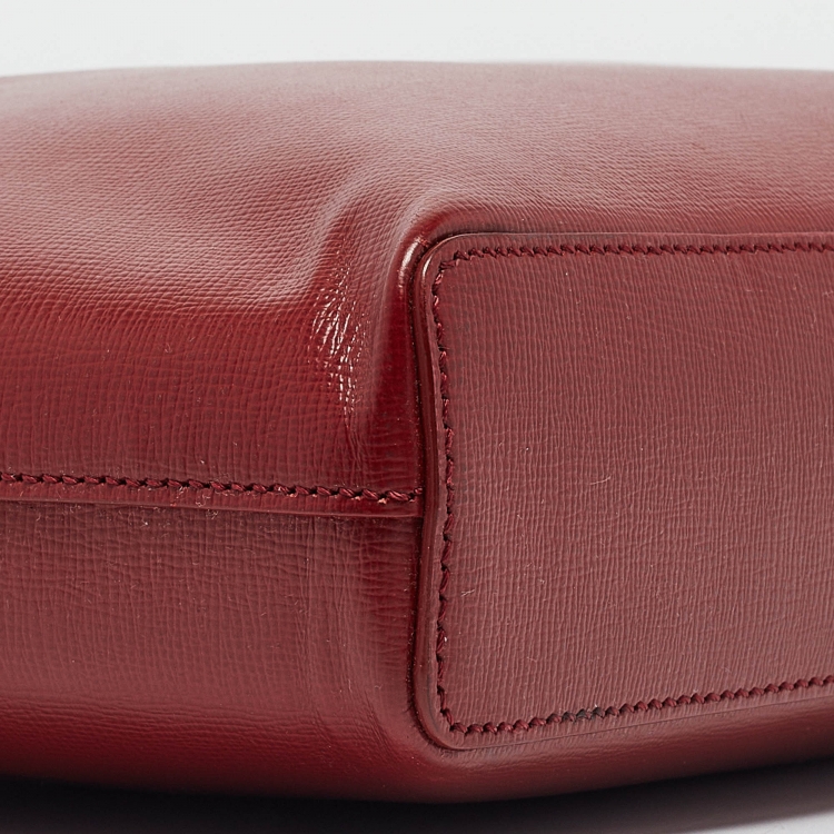 Pre Owned Burberry Red/Black Leather Hambleton Briefcase Bag