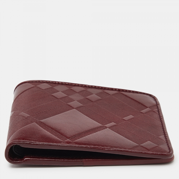 Pre Owned Burberry Red Leather Bifold Wallet