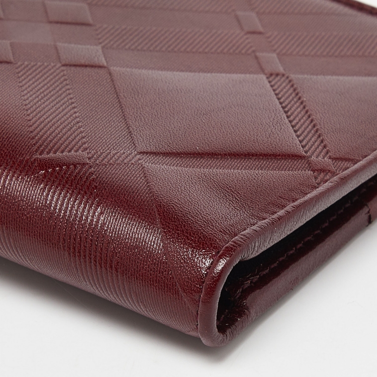 Pre Owned Burberry Red Leather Bifold Wallet