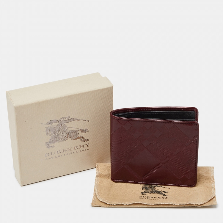 Pre Owned Burberry Red Leather Bifold Wallet