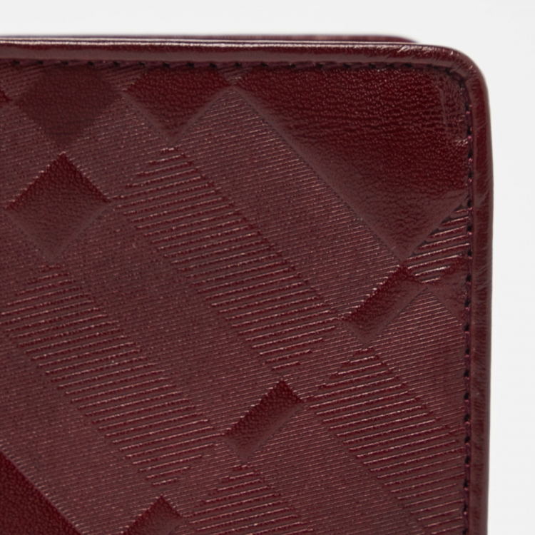 Pre Owned Burberry Red Leather Bifold Wallet