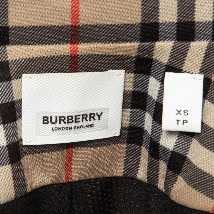 Pre Owned Burberry Beige Nova Checks Knit Zip Front Jacket XS