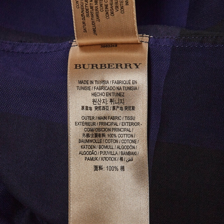 Pre Owned Burberry Blue Plaid Cotton Full Sleeves Shirt XL