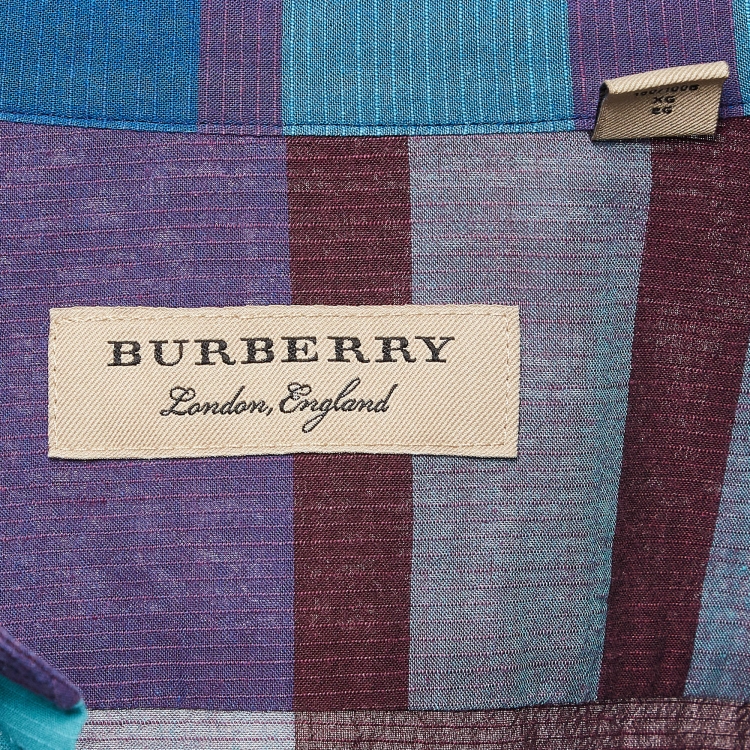 Pre Owned Burberry Purple Checked Cotton Shirt XL