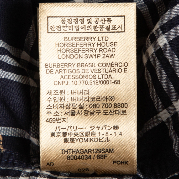 Pre Owned Burberry Blue Equestrian Knight Check Cotton Shirt L