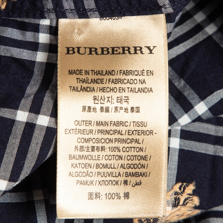 Pre Owned Burberry Blue Equestrian Knight Check Cotton Shirt L