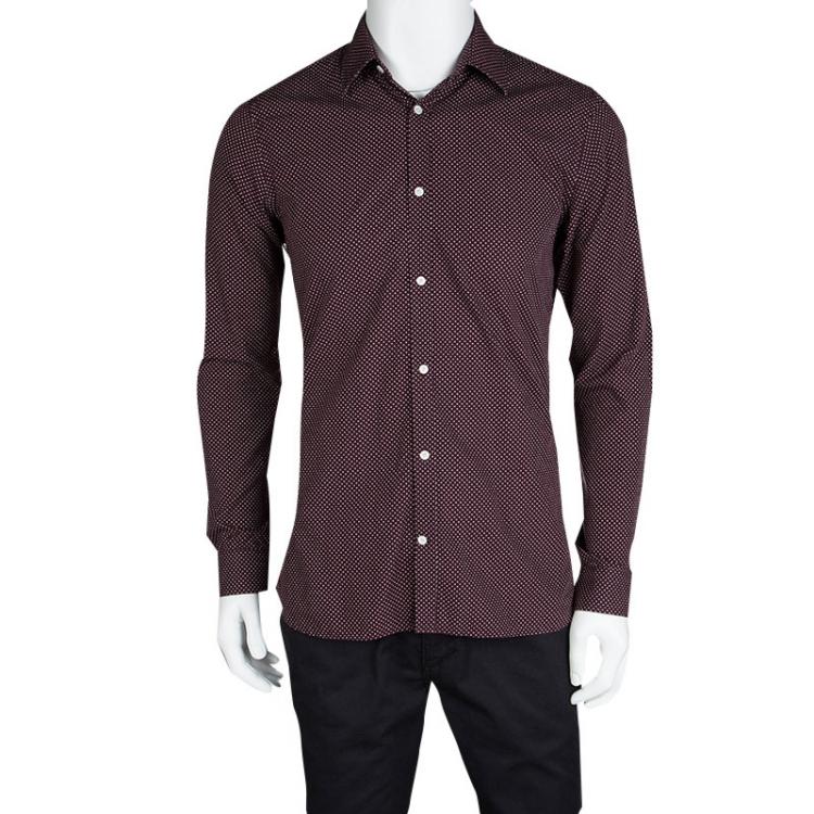 Pre Owned Burberry London Purple Dotted Long Sleeve Slim Fit Shirt M