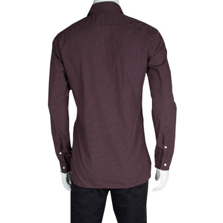 Pre Owned Burberry London Purple Dotted Long Sleeve Slim Fit Shirt M