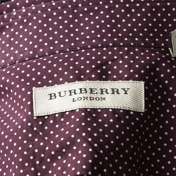 Pre Owned Burberry London Purple Dotted Long Sleeve Slim Fit Shirt M