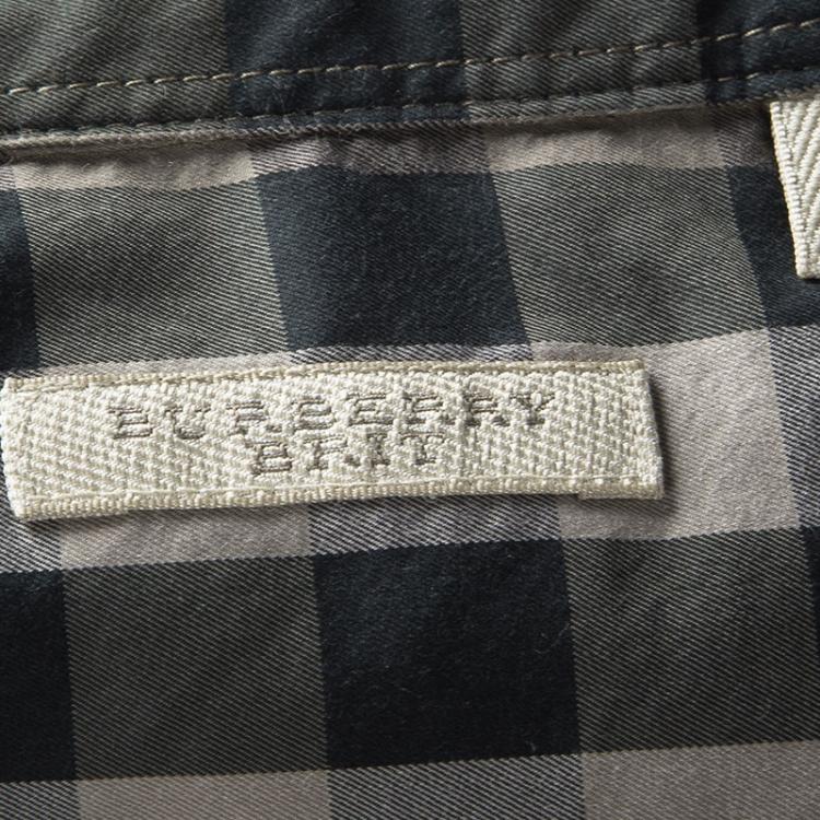 Pre Owned Burberry Brit Olive Green Checked Button Front Long Sleeve Shirt M